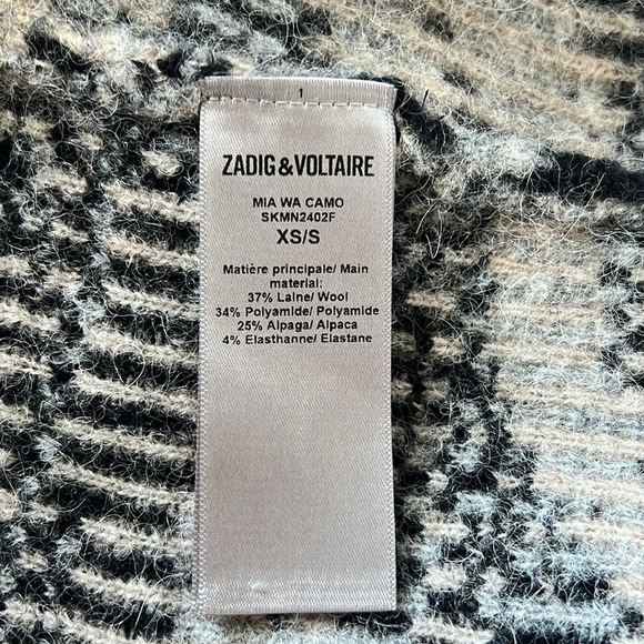 ZADIG & VOLTAIRE Mia Wool-Blend Camo Jacquard Knit Cardigan/Coat Size XS/S - Picture 15 of 16